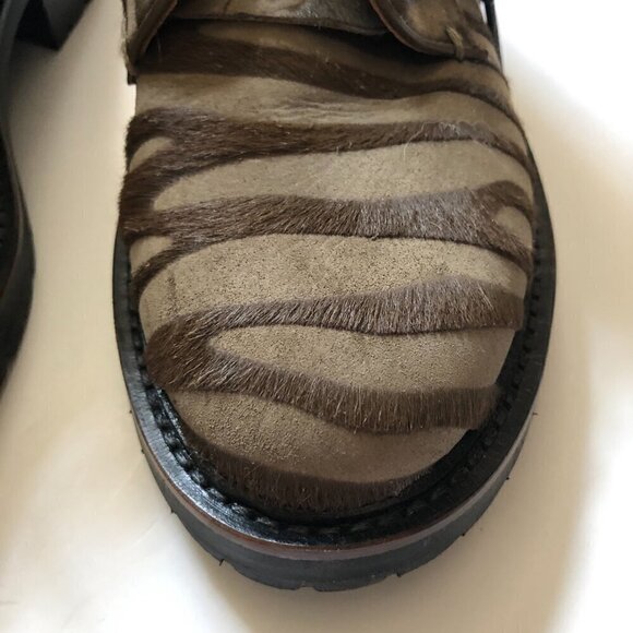 Rag & Bone Cannon Zip-Up Zebra-Stripe Calf Hair Combat Boots size 8 (38) - Picture 6 of 12